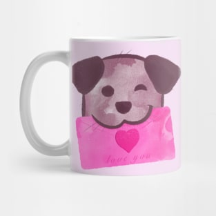 Cute dog with pink love letter Mug